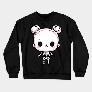 Cute Kawaii Girl Skeleton | Spooky Cute Halloween Design for Girls Crewneck Sweatshirt